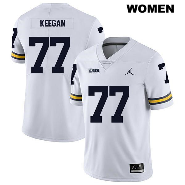 Women's NCAA Michigan Wolverines Trevor Keegan #77 White Jordan Brand Authentic Stitched Legend Football College Jersey QC25S62KX